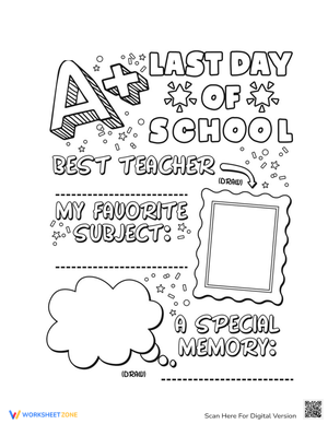 End of Year School Celebration Coloring Sheet