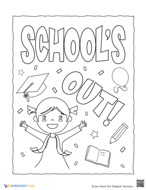 School's Out End Of Year Celebration Coloring Page