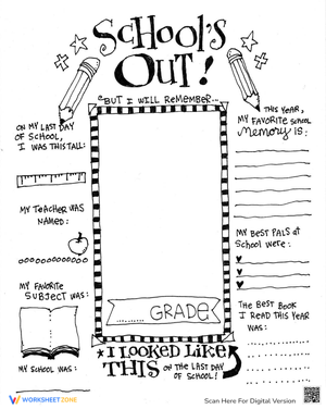 Schools Out Writing Worksheet