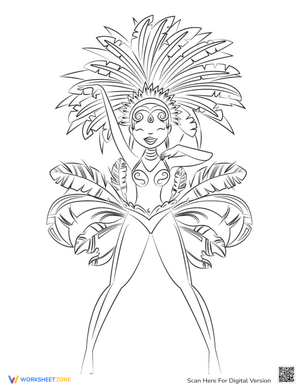 Cinco de Mayo Samba Dancer Coloring Page