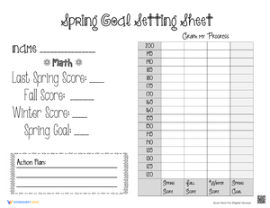 Spring Goal Setting Math Worksheet for Students