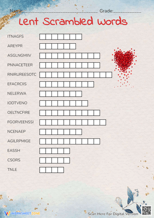 Lent Scrambled Words Worksheet | Grade 6 Essential