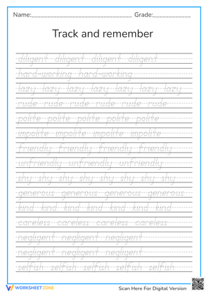 Character Traits Writing Practice