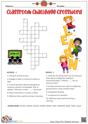 Classroom Challenge crossword