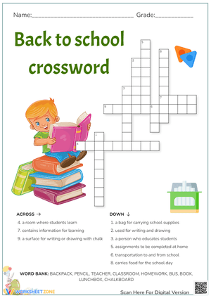 Back to School Crossword 