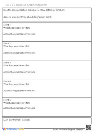 Narrative Writing Graphic Organizer - Story Planning Worksheet
