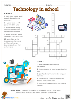 Technology in School Crossword 