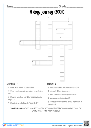 A dog journey crossword puzzle