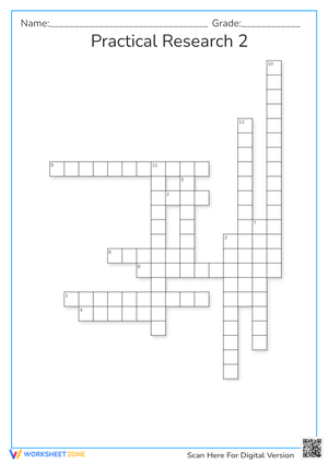 Practical Research Terminologies Crossword Puzzle