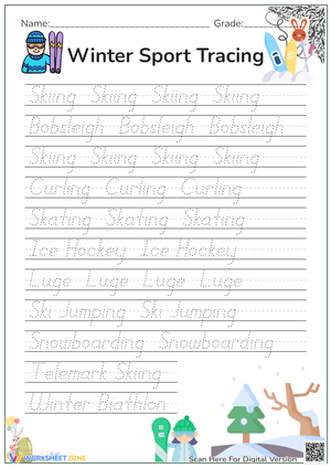 Winter Sports Handwriting Practice - Trace & Learn!