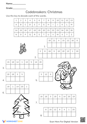 Christmas Codebreakers 1 Worksheets