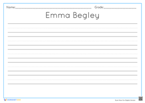 Name Tracing Worksheet: Emma Begley