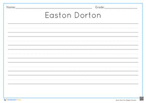 Easton Dorton: Handwriting Practice