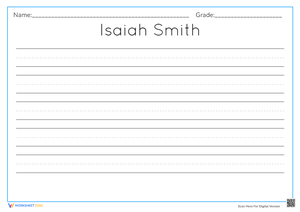Name Writing Worksheet: Isaiah Smith | Essential Practice