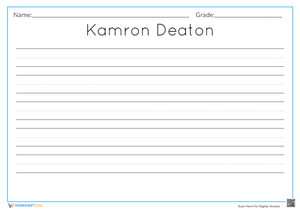 Free Name Writing Practice Worksheet