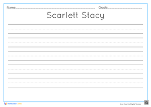 Name Writing Worksheet for Kids