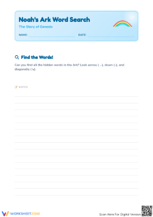 Noah's Ark Word Search | Essential Grade 1-3 ELA