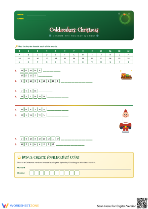 Christmas Codebreakers Worksheet for Festive Fun