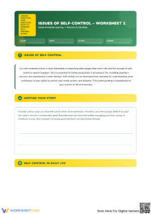 Exploring Issues of Self-Control Worksheet