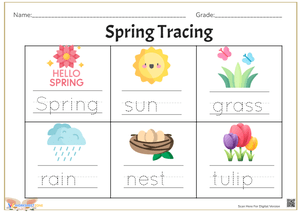 Spring Words Tracing