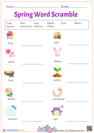 Spring Word Scramble - Unscramble Words & Learn Spring Vocabulary