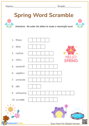 Spring Word Scramble 