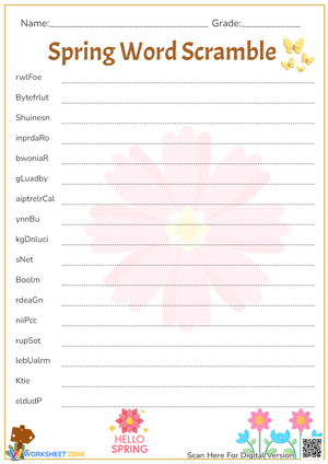 Spring Word Scramble 