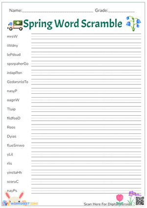 Spring Word Scramble Vocabulary Activity