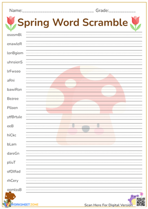 Spring Word Scramble 