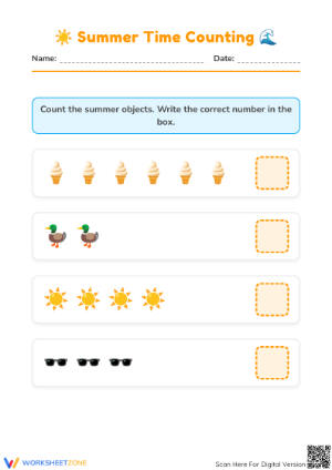 Grade K Counting Objects — Printable No-Prep Worksheet