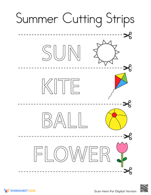 Summer Cutting Strips Worksheet