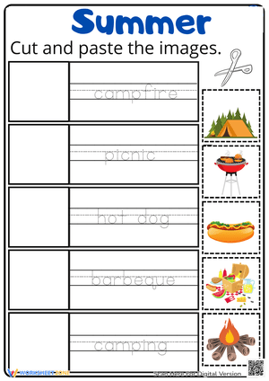 Kindergarten Summer Words — Printable No-Prep Worksheet