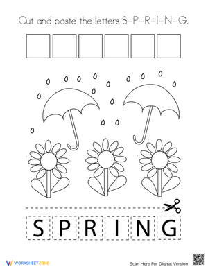 Spring Letters Cut and Paste Coloring Page