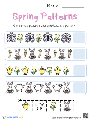 Spring Pattern Worksheet for Early Math Skills