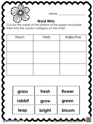 Spring-Themed Grammar Sort Worksheet