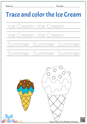 Ice Cream Tracing and Coloring