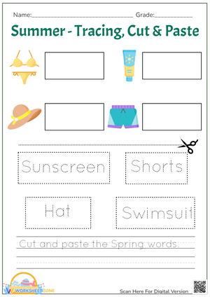 Summer Tracing and Cut and Paste 