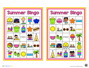 Playful Summer Bingo Game for Children