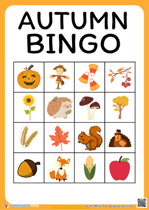 Delightful Autumn Bingo Game for Kids
