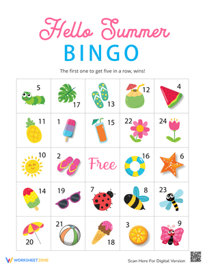 Hello Summer Bingo Cards for Fun