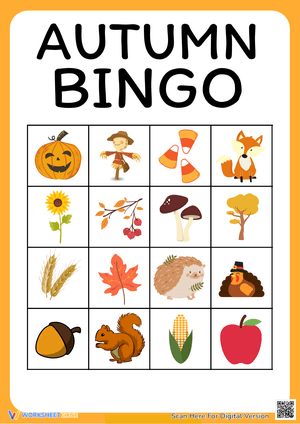 Fun Autumn Bingo Game for Students