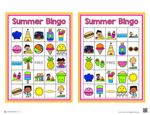 Summer Bingo Game for Fun Learning