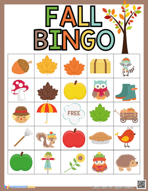 Fall Bingo Worksheet for Seasonal Learning Fun