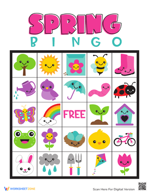 Spring Bingo Set Worksheet for Seasonal Fun