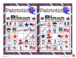 Patriotic Bingo Worksheet for Holiday Celebration