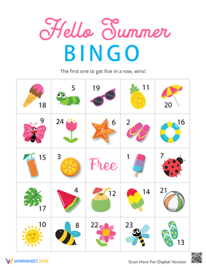 Hello Summer Bingo for Summer Fun