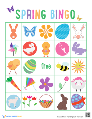 Spring Bingo Cards for Kids