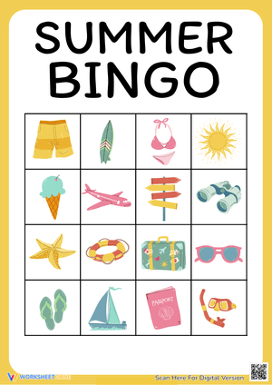Fun Summer Bingo Game