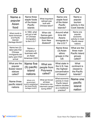 Asian American and Pacific Islander Heritage Month Bingo 6