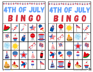July 4th Bingo Worksheet for Holiday Fun